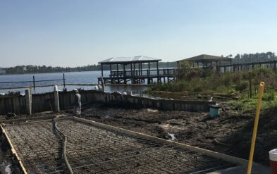 Lake Speer Aluminum Sheet Pile Cofferdam for Boat Ramp before pour by Fender Marine Construction