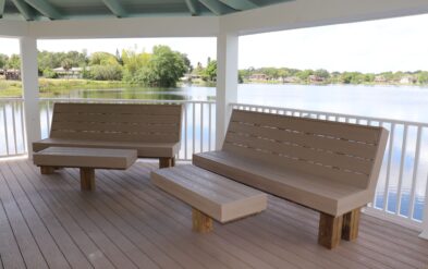 Lake Weston Gazebo and Boardwalk in Maitland Florida by Fender Marine Construction with tables and benches built in