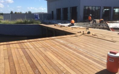 Laureate Park Restaraunt Dining Deck at Lake Nona Ipe Deck before the restaurant openned by Fender Marine Construction