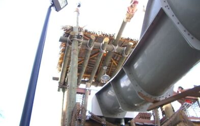 Faux Bamboo and Thatch Roof at Pirate Plunge Water Park Horizon Resort Theme Work by Fender Marine