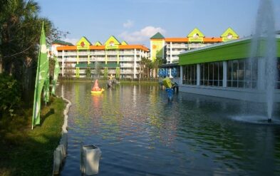 Holiday Inn Nickelodeon Hotel Themed Lake Character Animal Installation Orlando by Fender Marine Const
